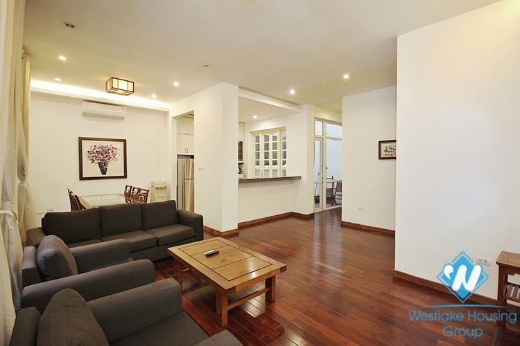 Serviced apartment with backyard for rent in Xuan Dieu street, Tay Ho